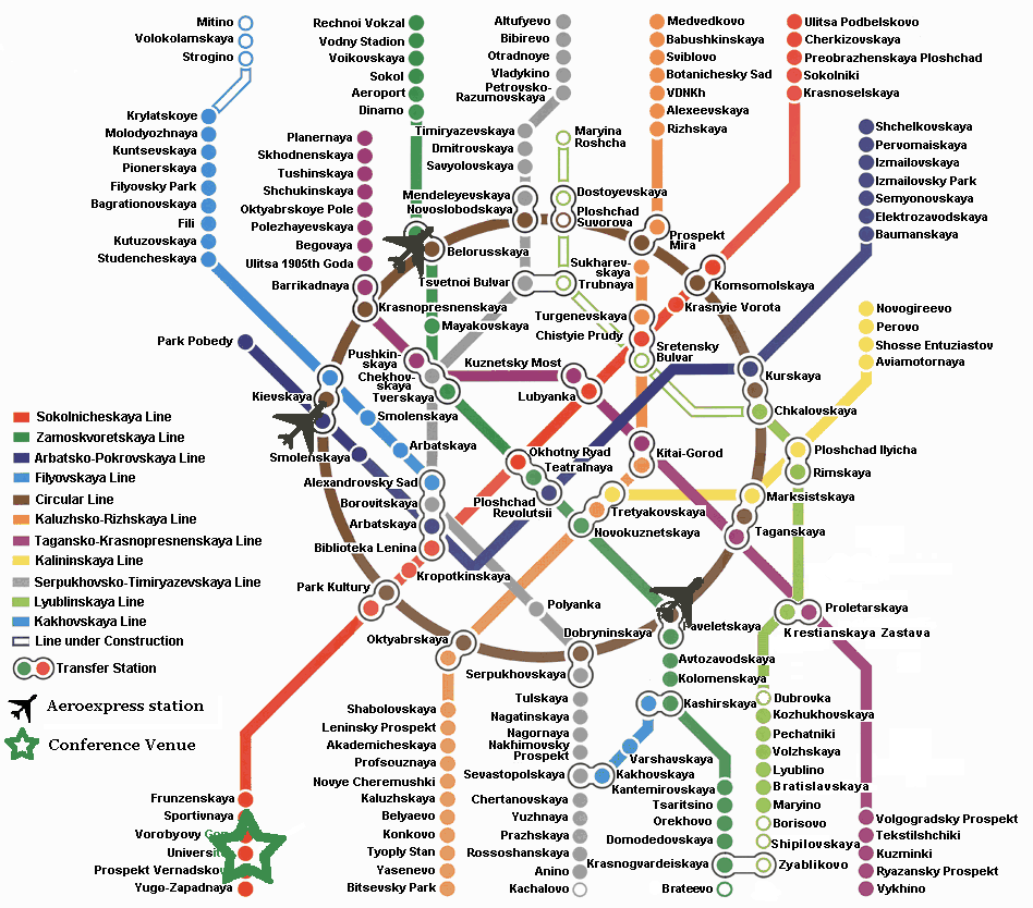 метро москва схема с аэроэкспрессами